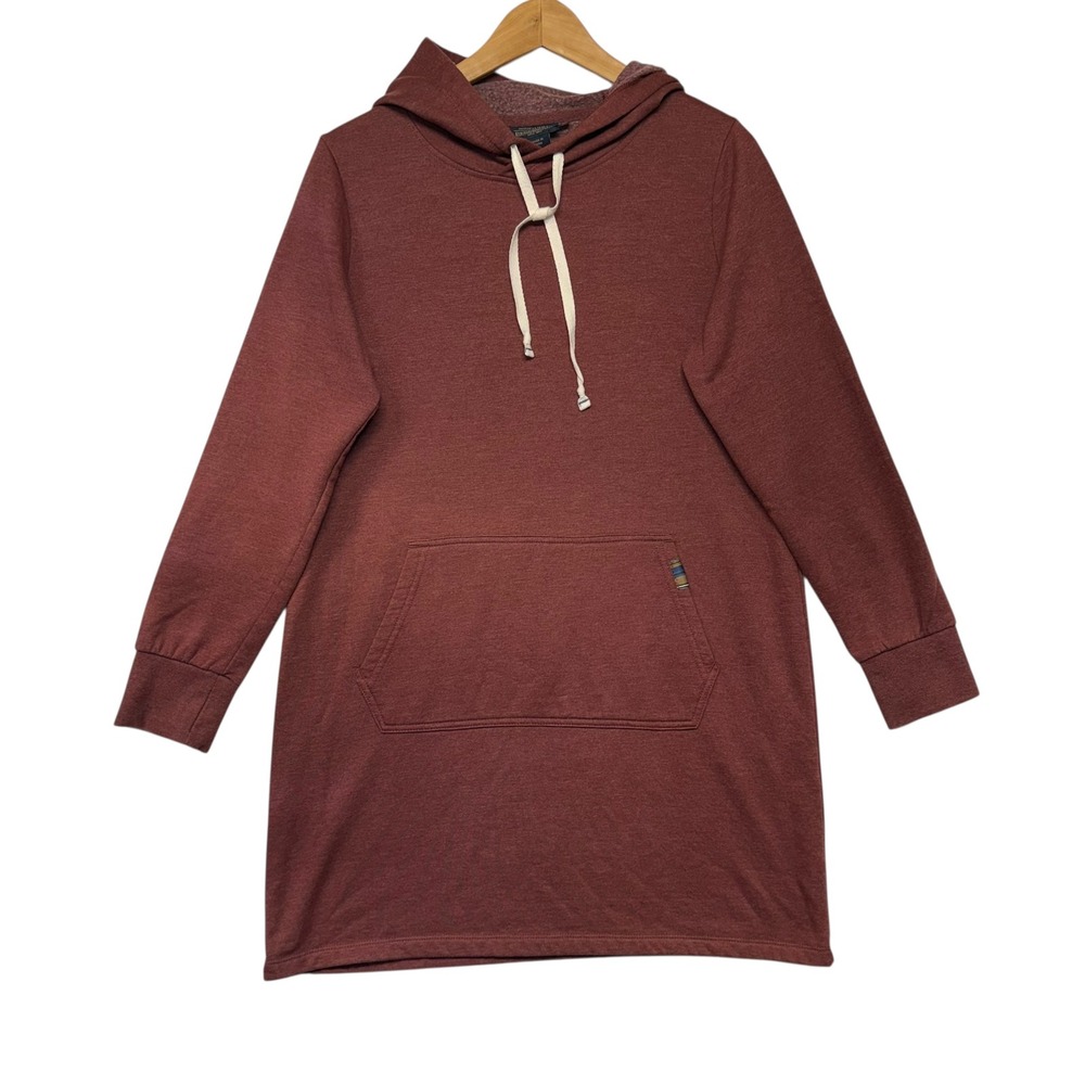 Pendleton Womens Burgundy Heathered Fleece Hoodie Dress Cozycore‎ Comfy Medium
